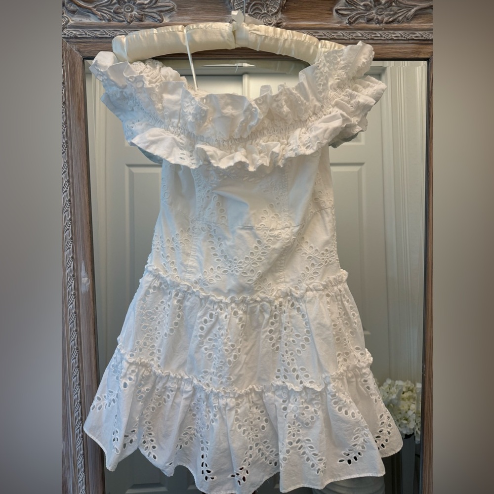 Zara white eyelet off shoulder summer mini dress